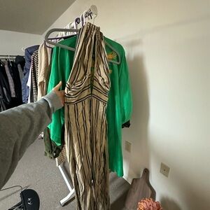 Free People Striped tunic top semi dress with high Halter Neck open chest middle